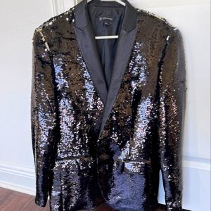 INC Black Sequin Blazer